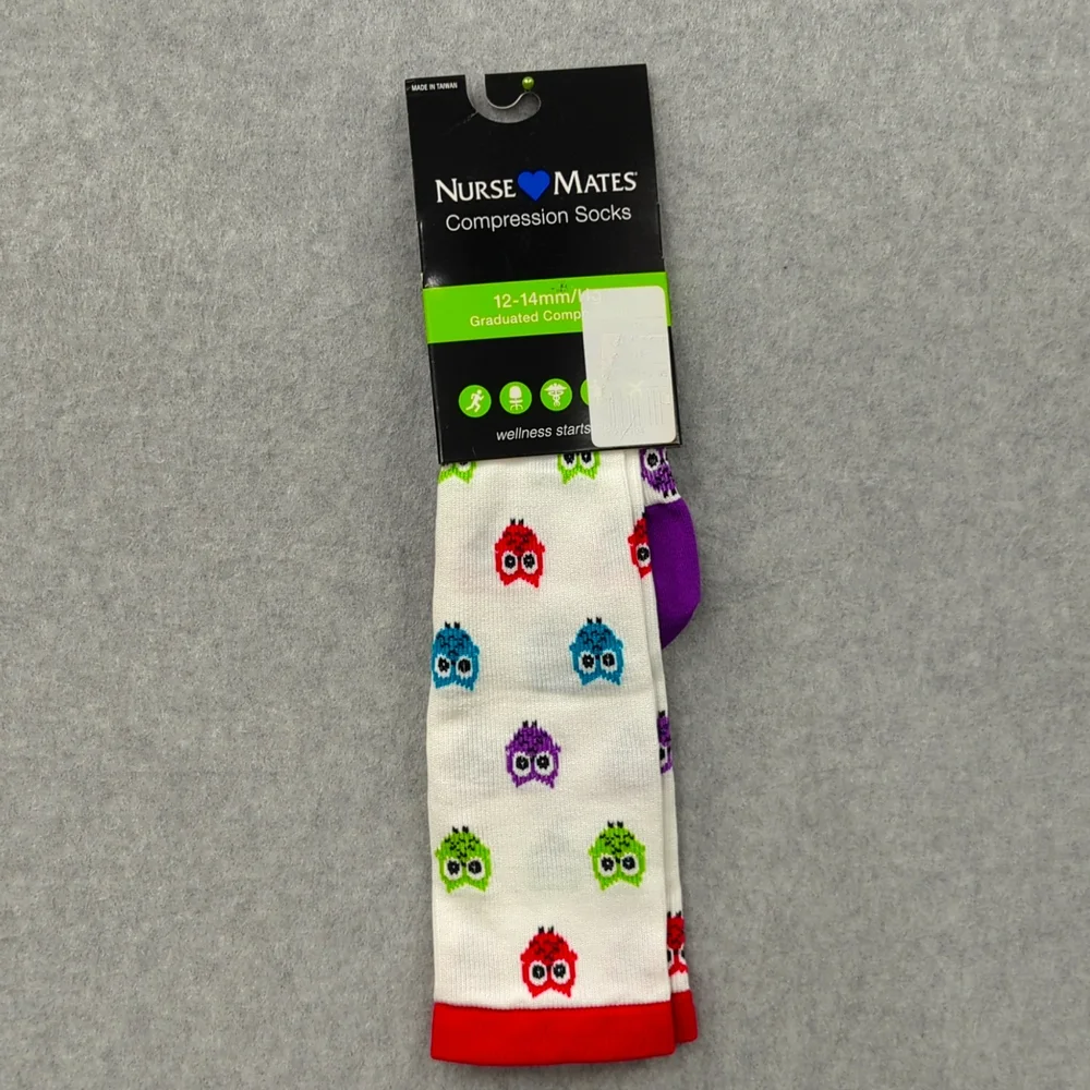 Nurse Mates compression socks 12-14mmHg 9-11 owl print
